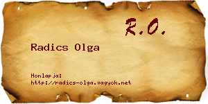 Radics Olga névjegykártya